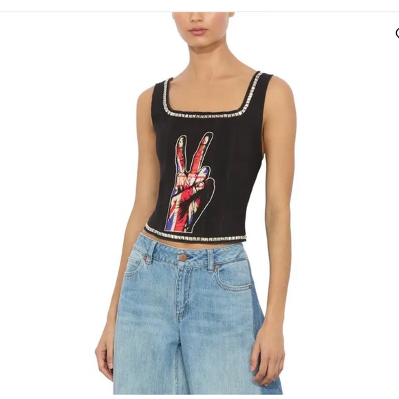 Alice + Olivia Breslin Band Tee Corset Top - Picture 3 of 10